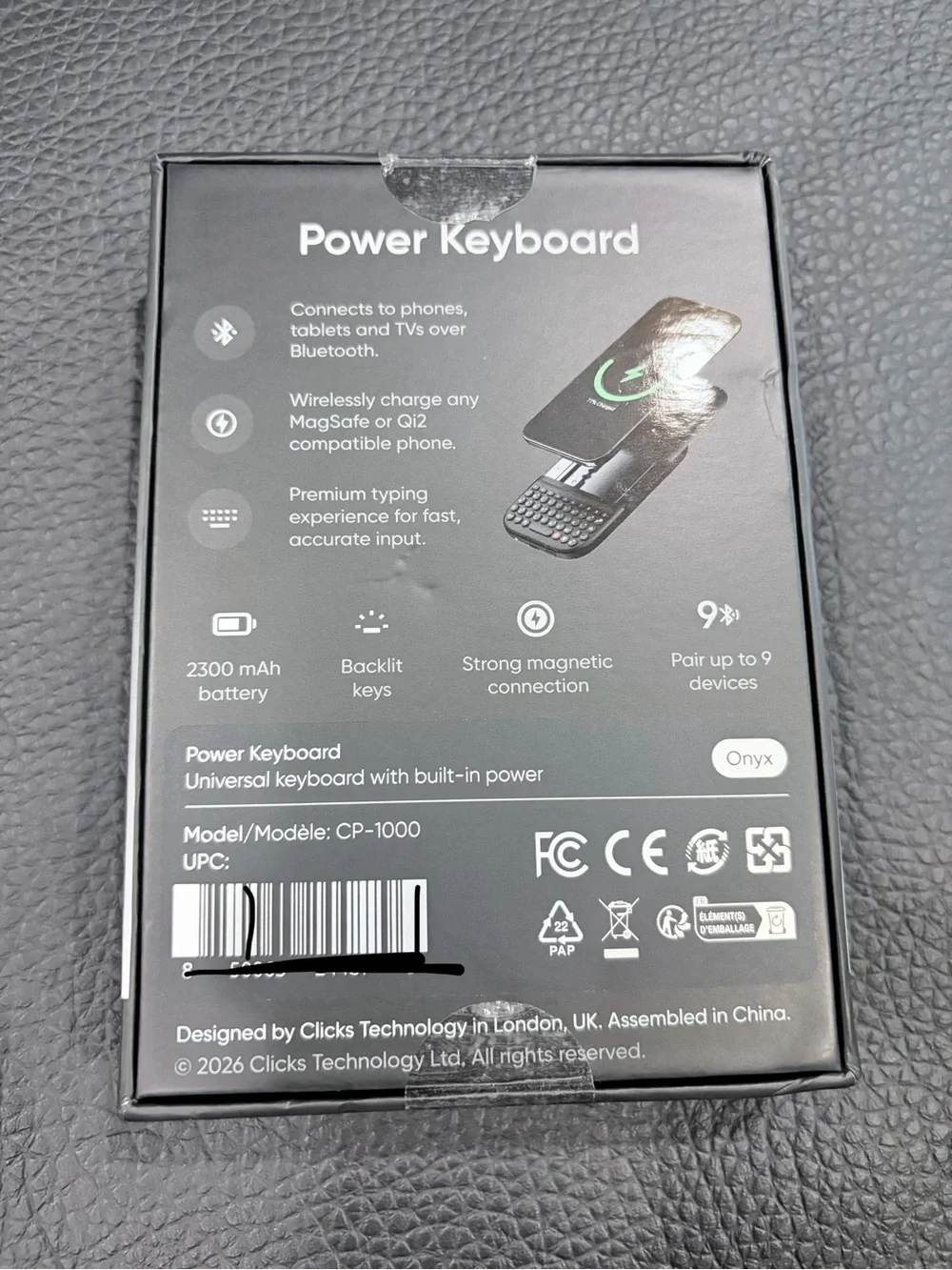 Clicks Power Keyboard - Black Bluetooth Mini Keyboard